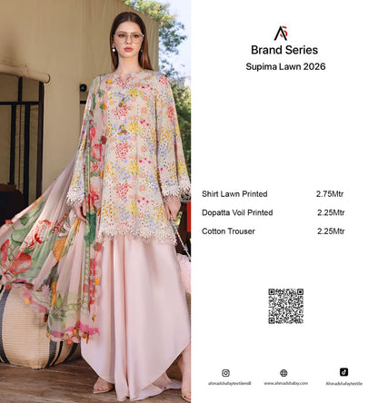 2Pc Supima Lawn Kameez & Trouser Printed Suit  Vol-02