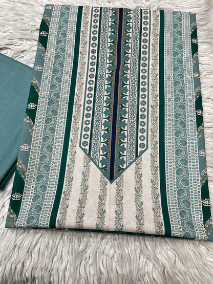 2Pc Bin Noor Fab Lawn Kameez & Dyed Trouser Suit Vol-63