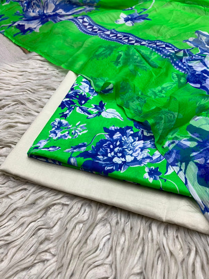 90x88 3Pc Premium Lawn Suit Vol-0020