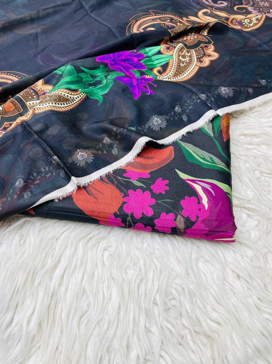 3Pc Linen Allover Unstitched Suit Vol-6168