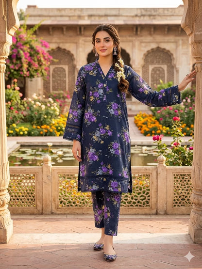 2Pc Bana Dora Print Lawn Suit 495