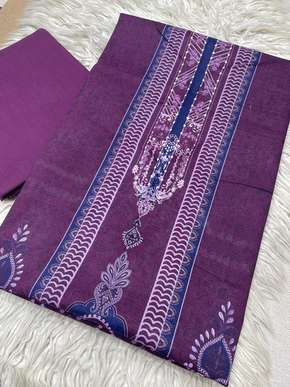 2pc Bin Noor Fab Lawn Bana Dora Kameez & Dyed Trouser Suit Vol-45
