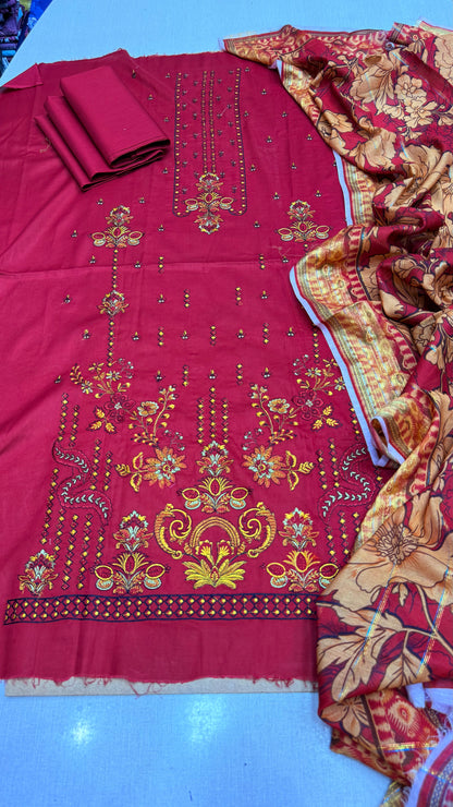 3Piece Unstitched Embroidered Ricamo