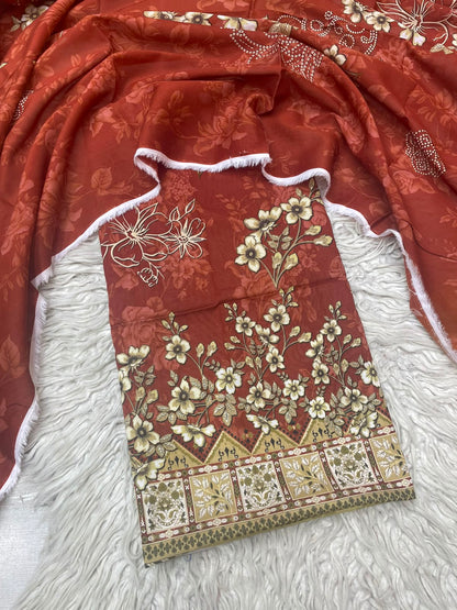 2Pc Printed Lawn Kameez & Dupatta 525