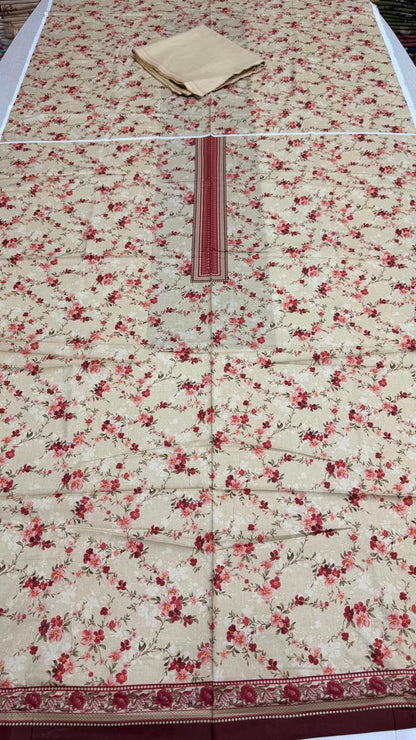 2 Peice Lawn Unstitched Suit Vol-004