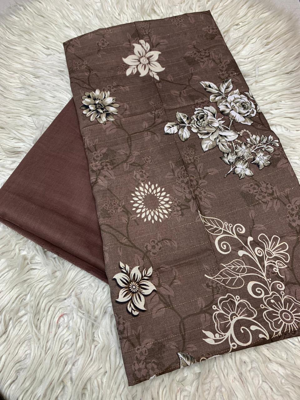 2Pc Printed Silvery Lawn Unstitched Suit 0180