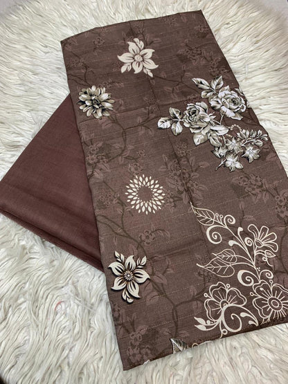 2Pc Printed Silvery Lawn Unstitched Suit 0180