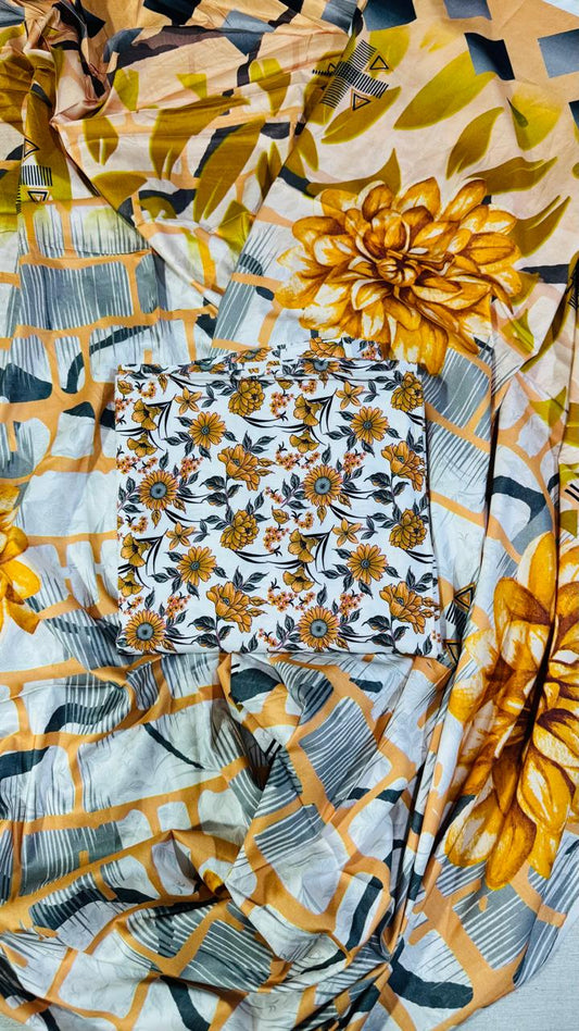 3 PC Linen Unstitched Suit D-32645