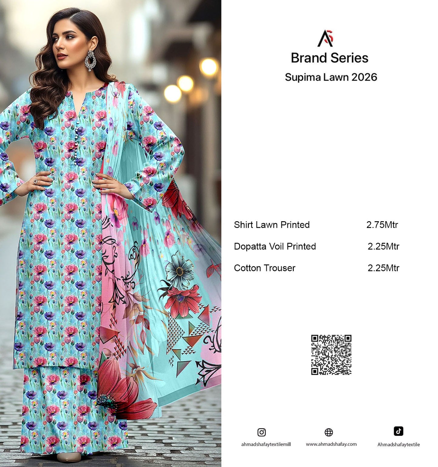 Supima Lawn 3Pc Unstitched Suit Vol-02