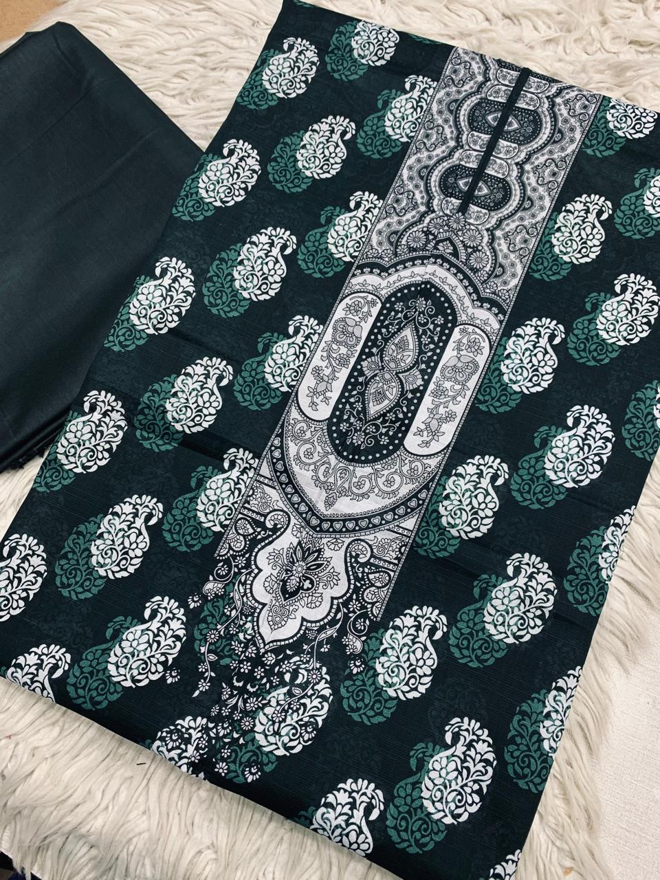 2Pc Bin Noor Fab Slub Doria Lawn Kameez & Dyed Trouser Suit Vol-48