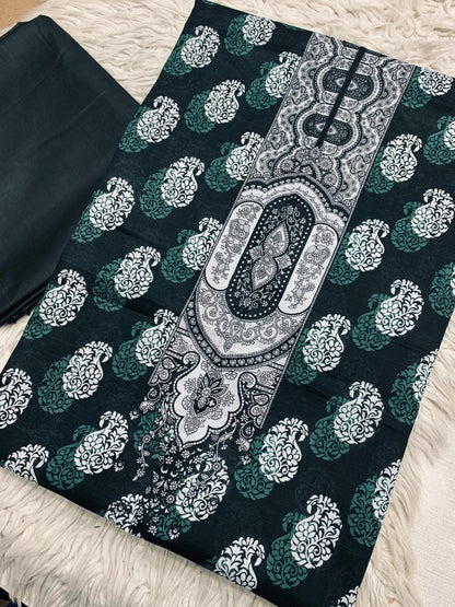 2Pc Bin Noor Fab Slub Doria Lawn Kameez & Dyed Trouser Suit Vol-48
