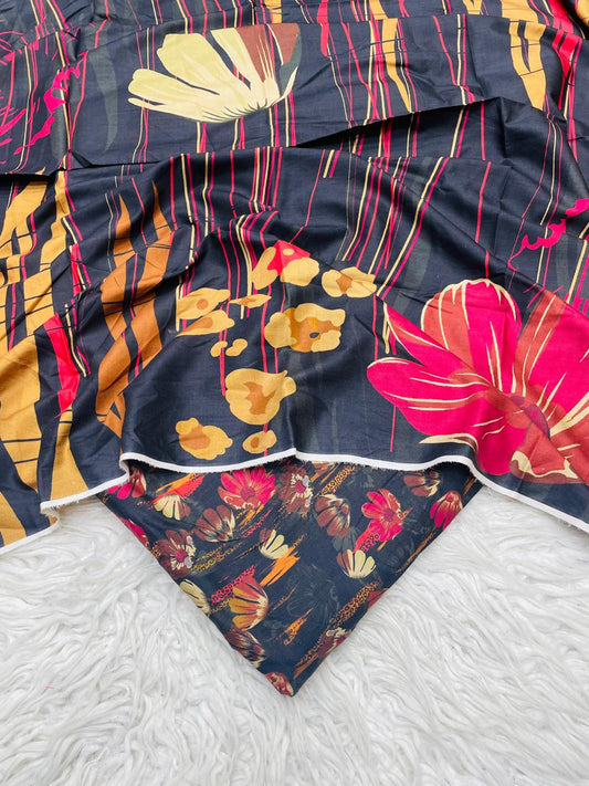 3Pc Linen Allover Unstitched Suit - 0099