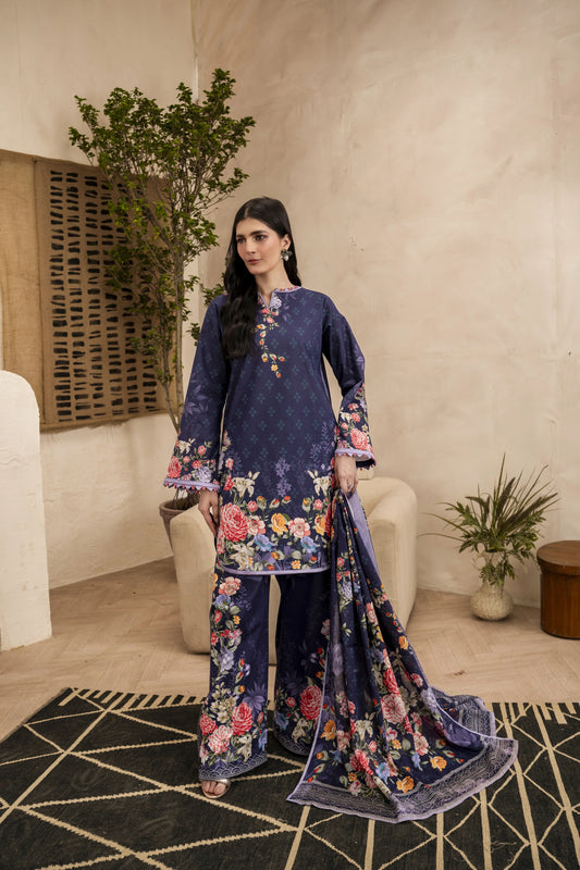 Firdous - Printed - Lawn - 3pc - D122