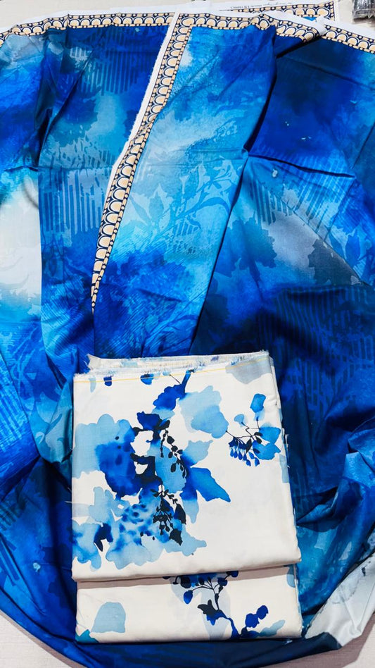 3 PC Linen Unstitched Suit D-32208