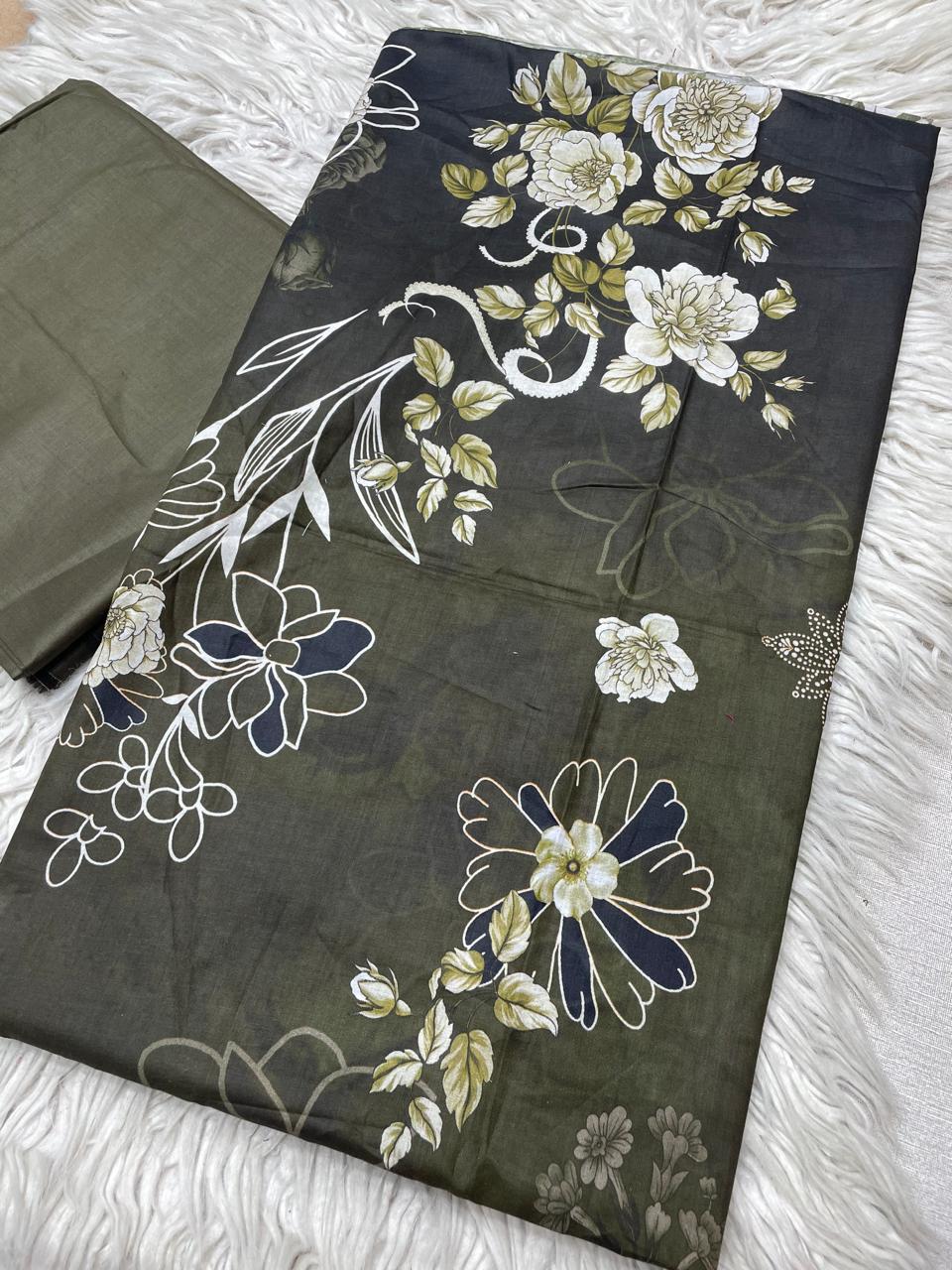 2pc Lawn Kameez & Dyed Trouser Suit Vol-998