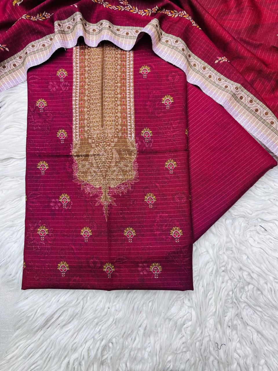 3Pc BanaDora Dhanak Unstitched Suit vol- 0113