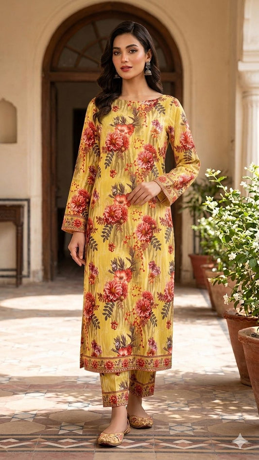 2Pc Lawn Bana Dora Digital Printed Suit Vol-18