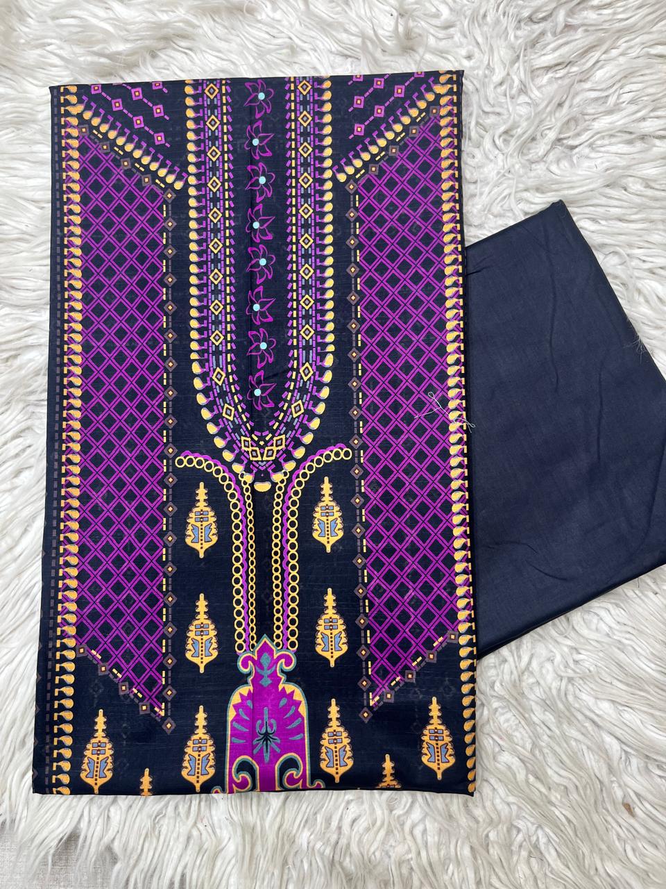 2Pc Lawn Kameez & Dyed Trouser Unstitched Suit Vol-35