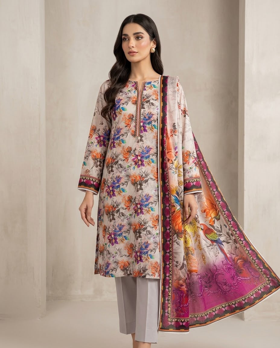 3Pc Zobia Lawn Unstitched Suit 29