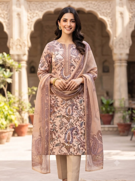 90x88 3Pc Premium Lawn Suit 0020