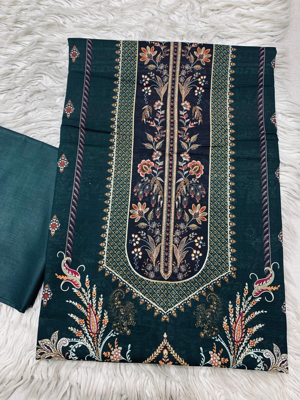 2Pc Bin Noor Fab Slub Doria Lawn Kameez & Dyed Trouser Suit Vol-47