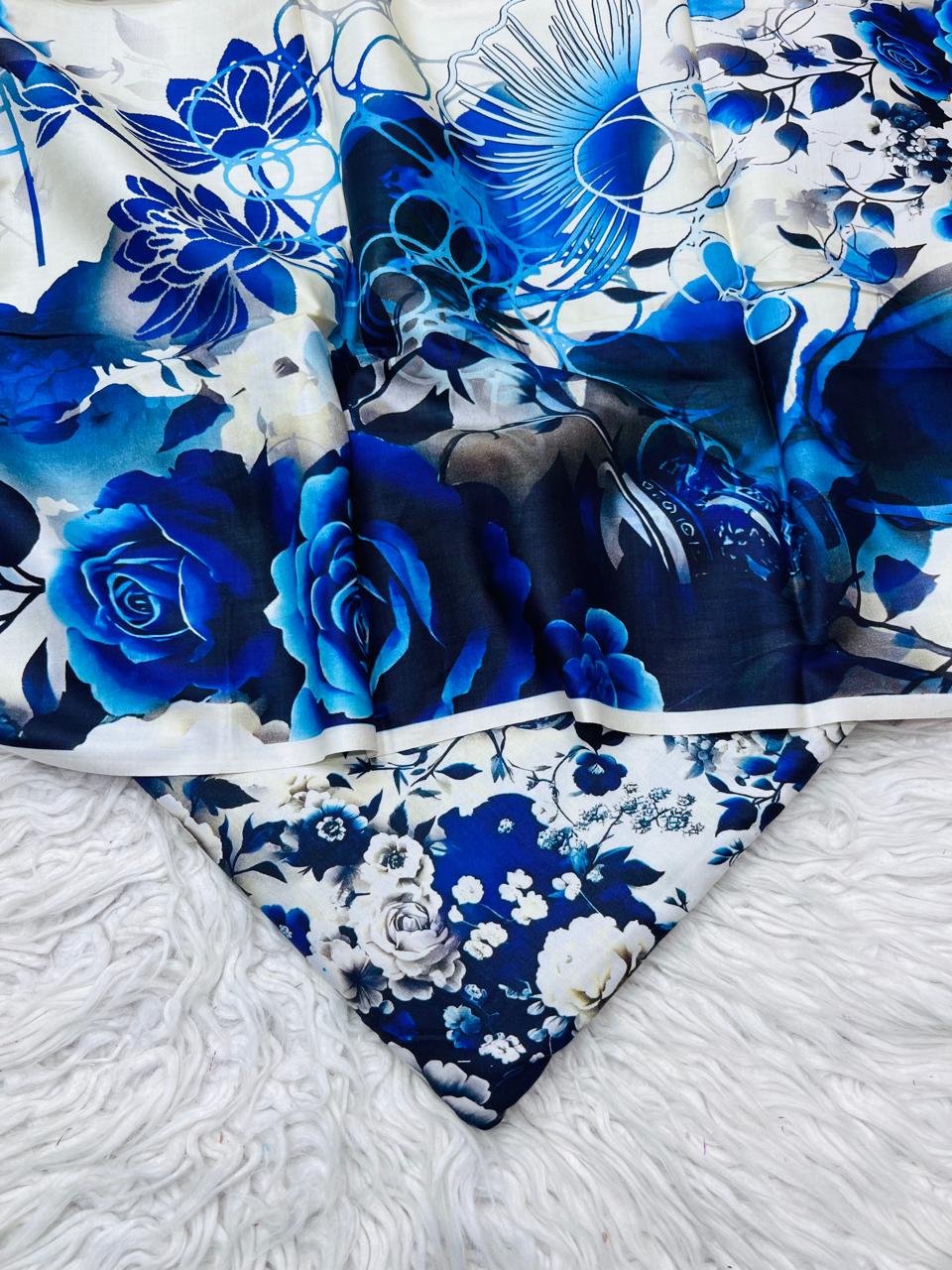 3Pc Linen Allover Unstitched Suit - 409