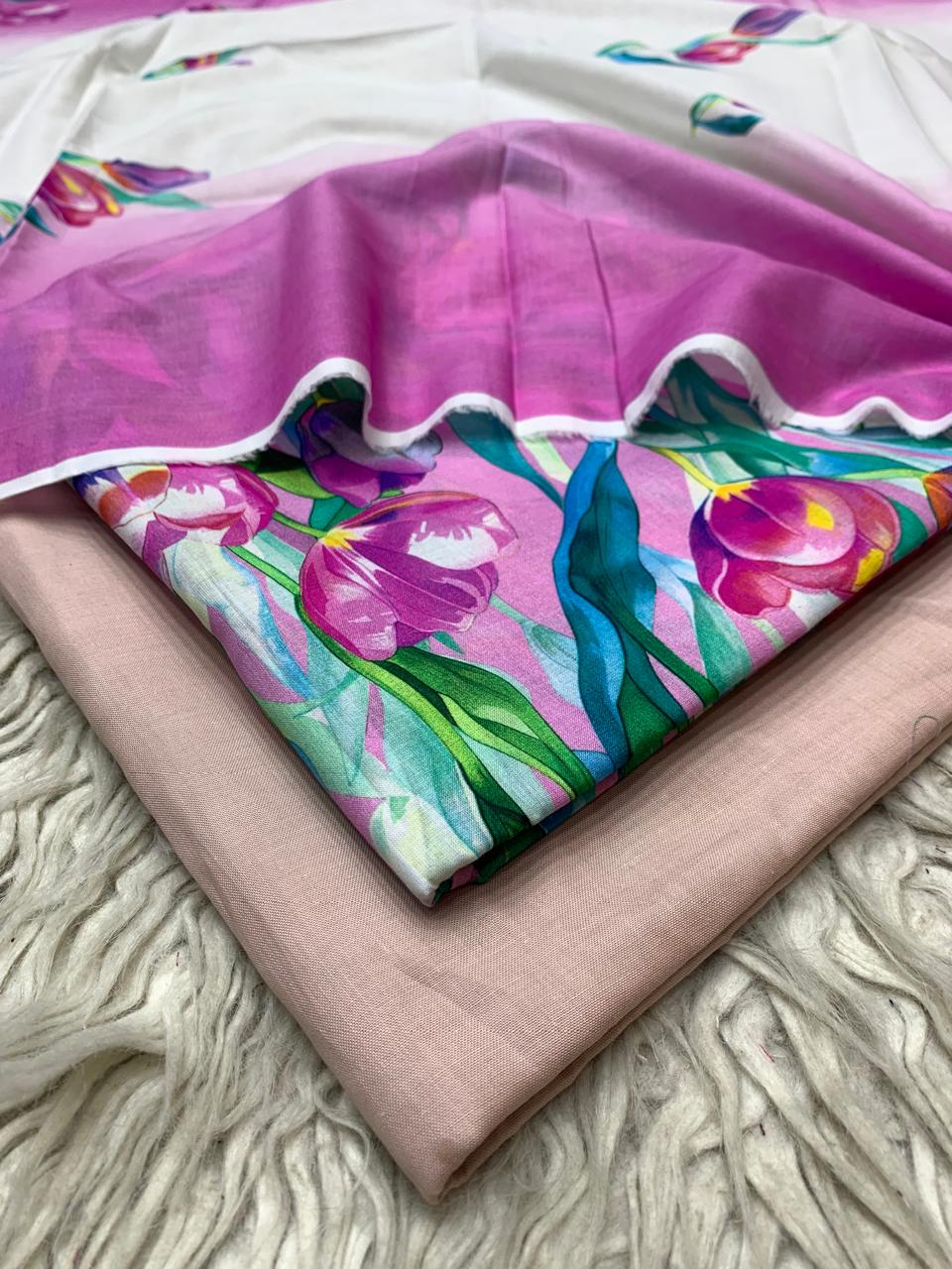 90x88 3Pc Premium Lawn Suit Vol-0020