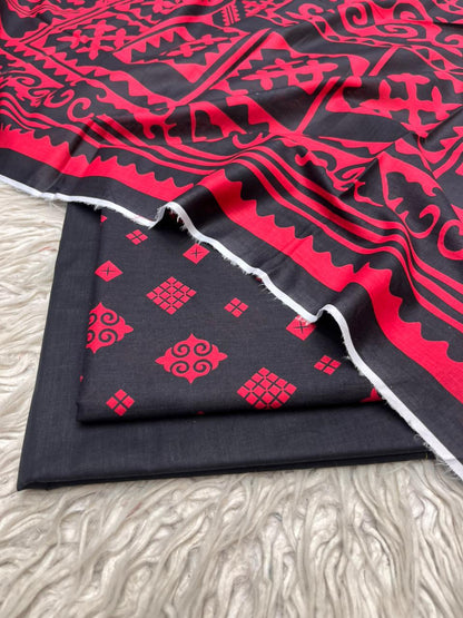 3Pc  Maria.B Lawn Digital Printed Unstitched Suit Vol-0221