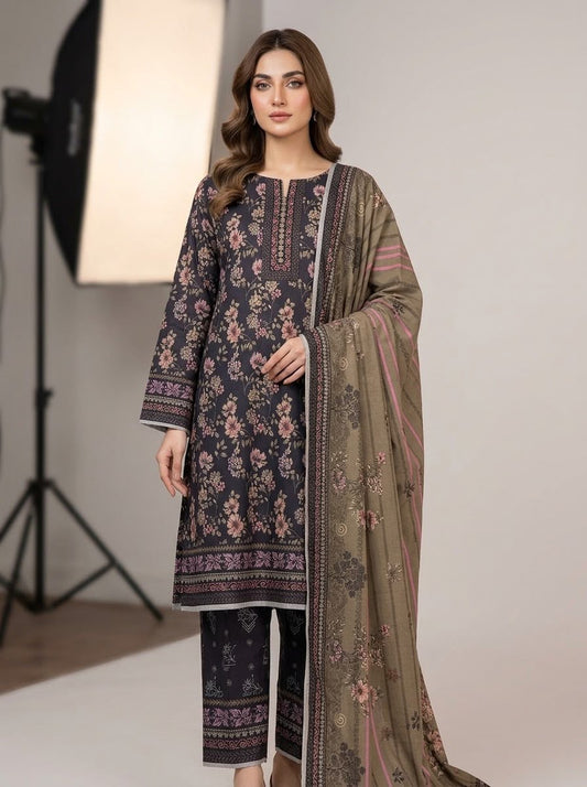 3Pc Sapphire Dhanak Unstitched Suit 0157