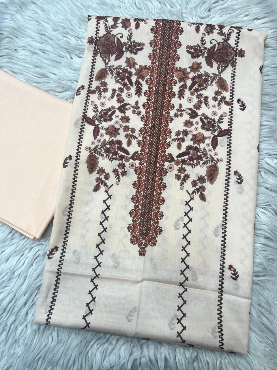 90x88 2Pc Lawn Kameez & Dyed Trouser Suit Vol-001