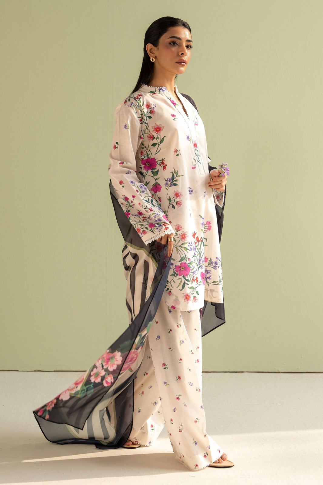 3 Peice Supima B Lawn - Ivory