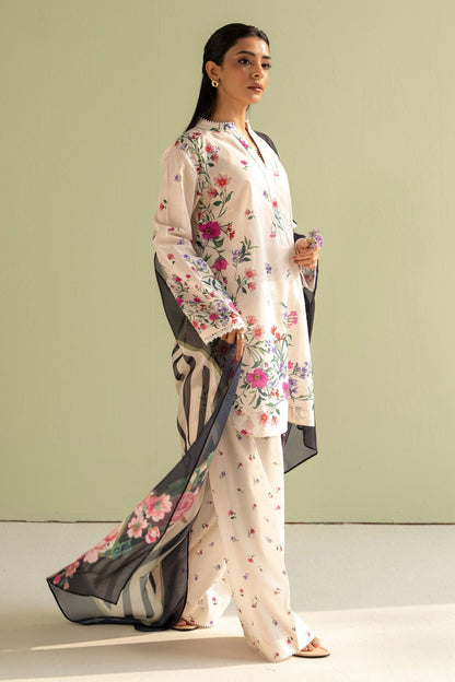 3 Peice Supima B Lawn - Ivory