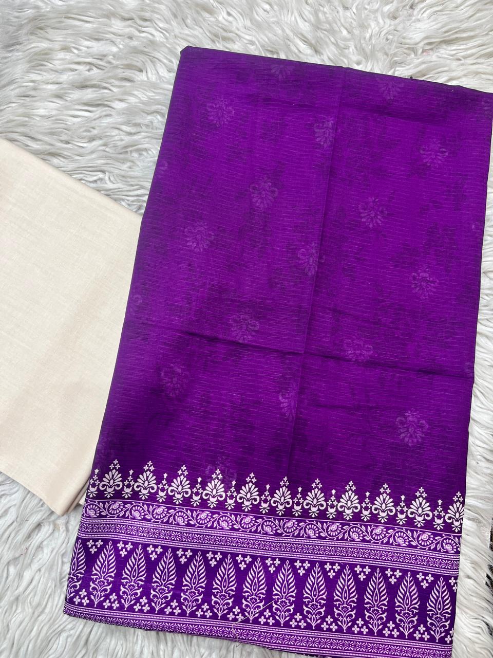 2Pc Lawn Bana Dora Shirt & Dyed Trouser Unstitched Suit Vol-3204