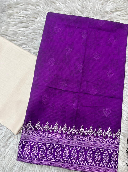 2Pc Lawn Bana Dora Shirt & Dyed Trouser Unstitched Suit Vol-3204