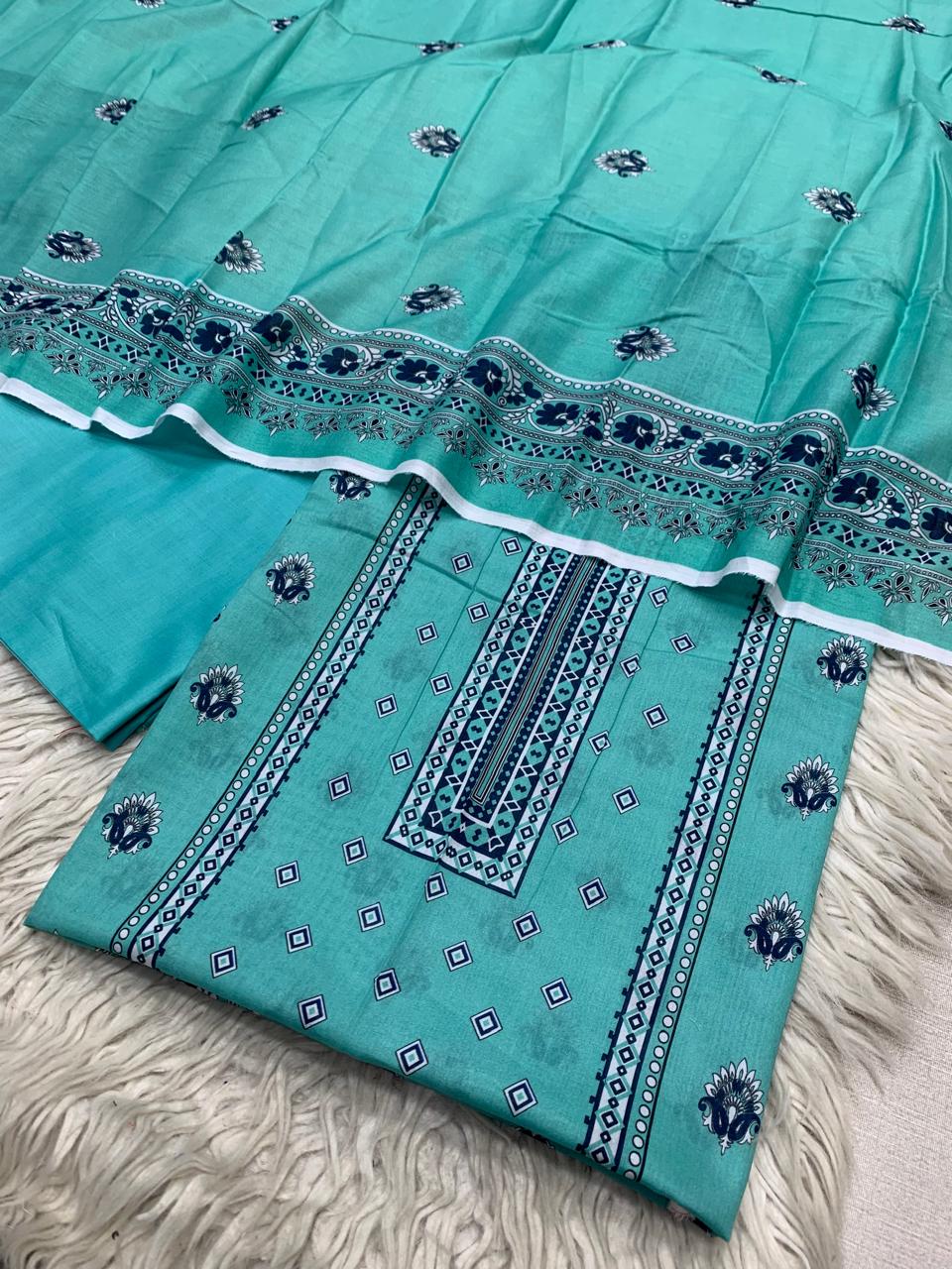 SAPPHIRE 3Pc Printed Lawn Dyed Trouser Unstitched Suit  Vol-0150