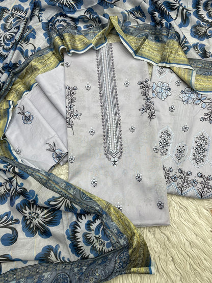 3Piece Unstitched Embroidered Ricamo