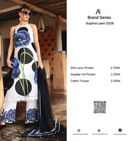 Supima Lawn 3Pc Unstitched Suit Vol-02