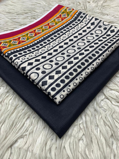 2Pc Maria.B Lawn Shirt & Dyed Trouser Unstitched Suit Vol-0222