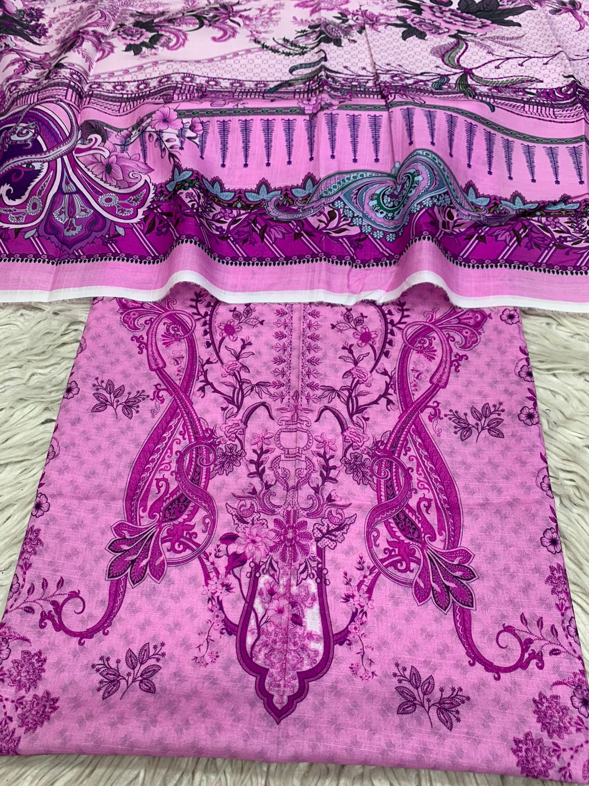 2Pc Cross Slub Lawn Kameez & Duppata Suit  Vol-3201