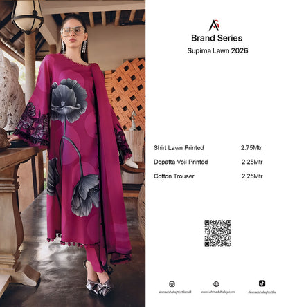 2Pc Supima Lawn Kameez & Duppata Printed Suit  Vol-02