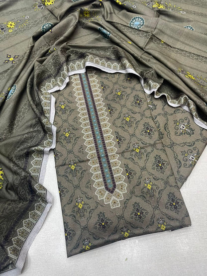 3Pc Sapphire Dhanak Unstitched Suit 0157