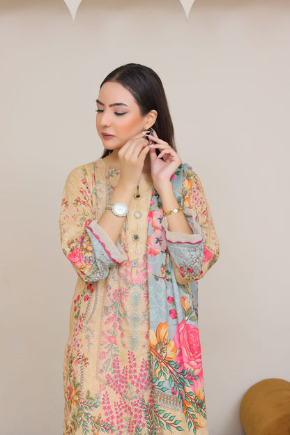 3 Peice Lawn Unstitched Suit -  D (05)