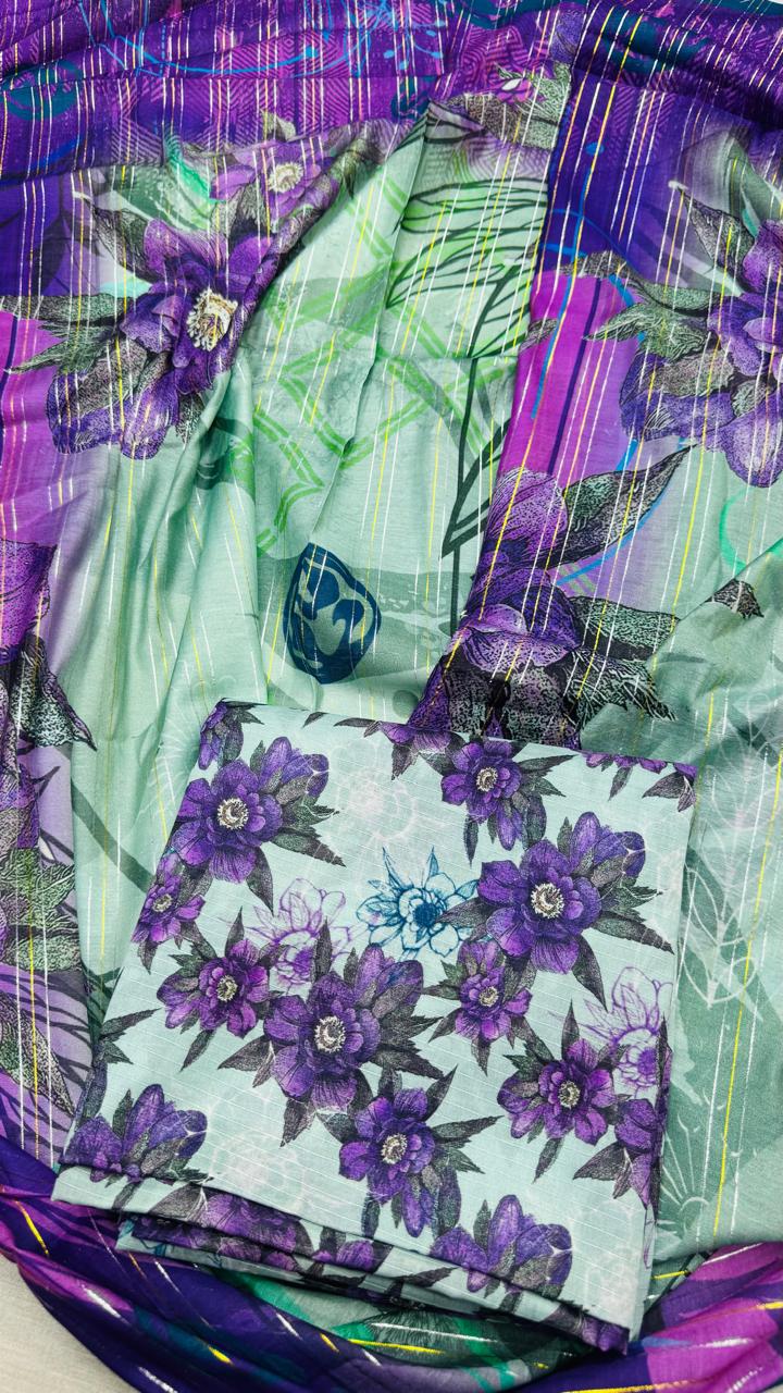 3Pc Lawn English Bana Doria #35620