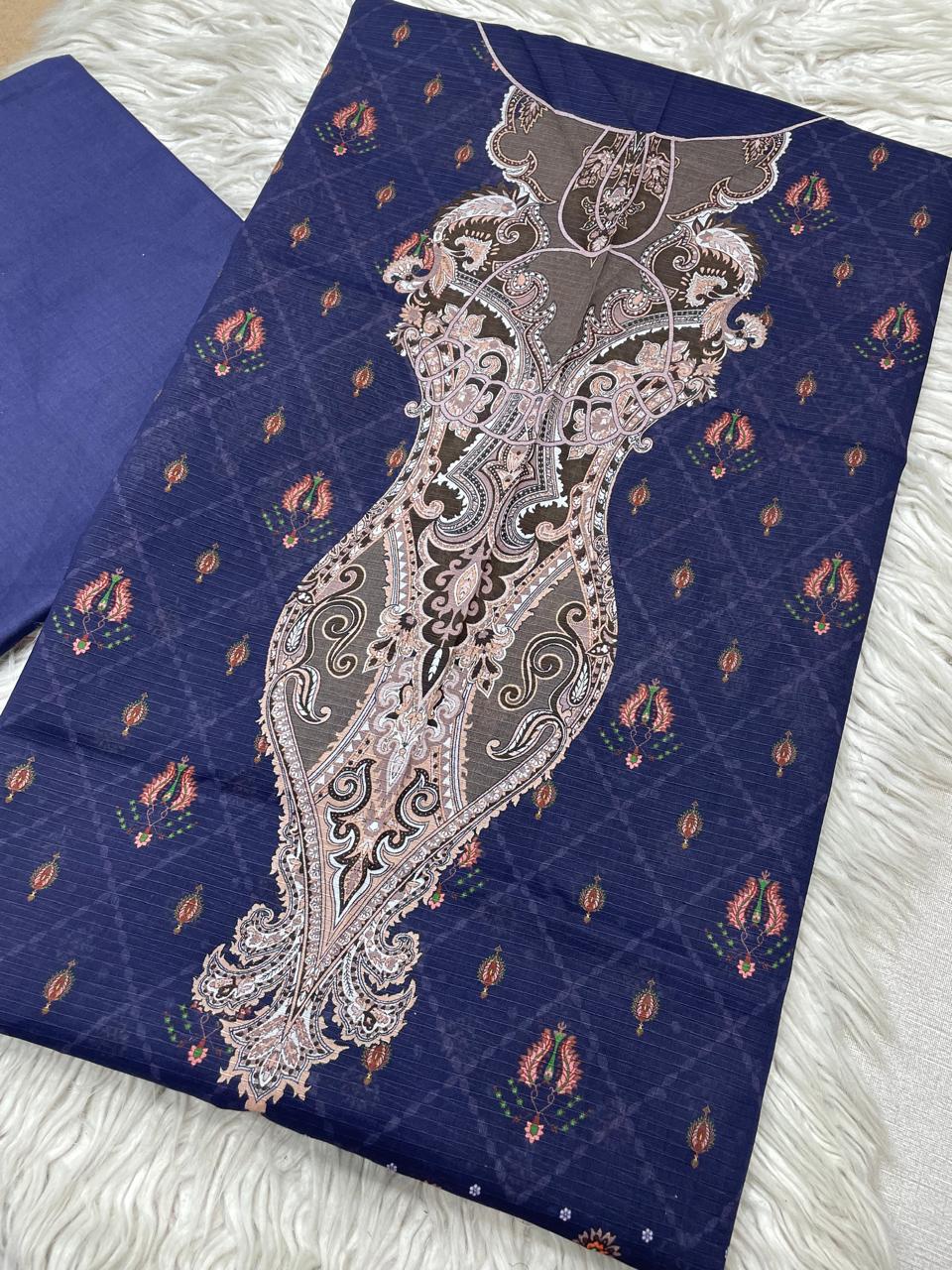 2pc Bin Noor Fab Lawn Bana Dora Kameez & Dyed Trouser Suit Vol-45