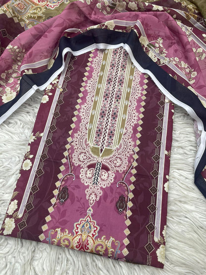 2Pc Bin Noor Fab Lawn Kameez & Dupatta Vol-65