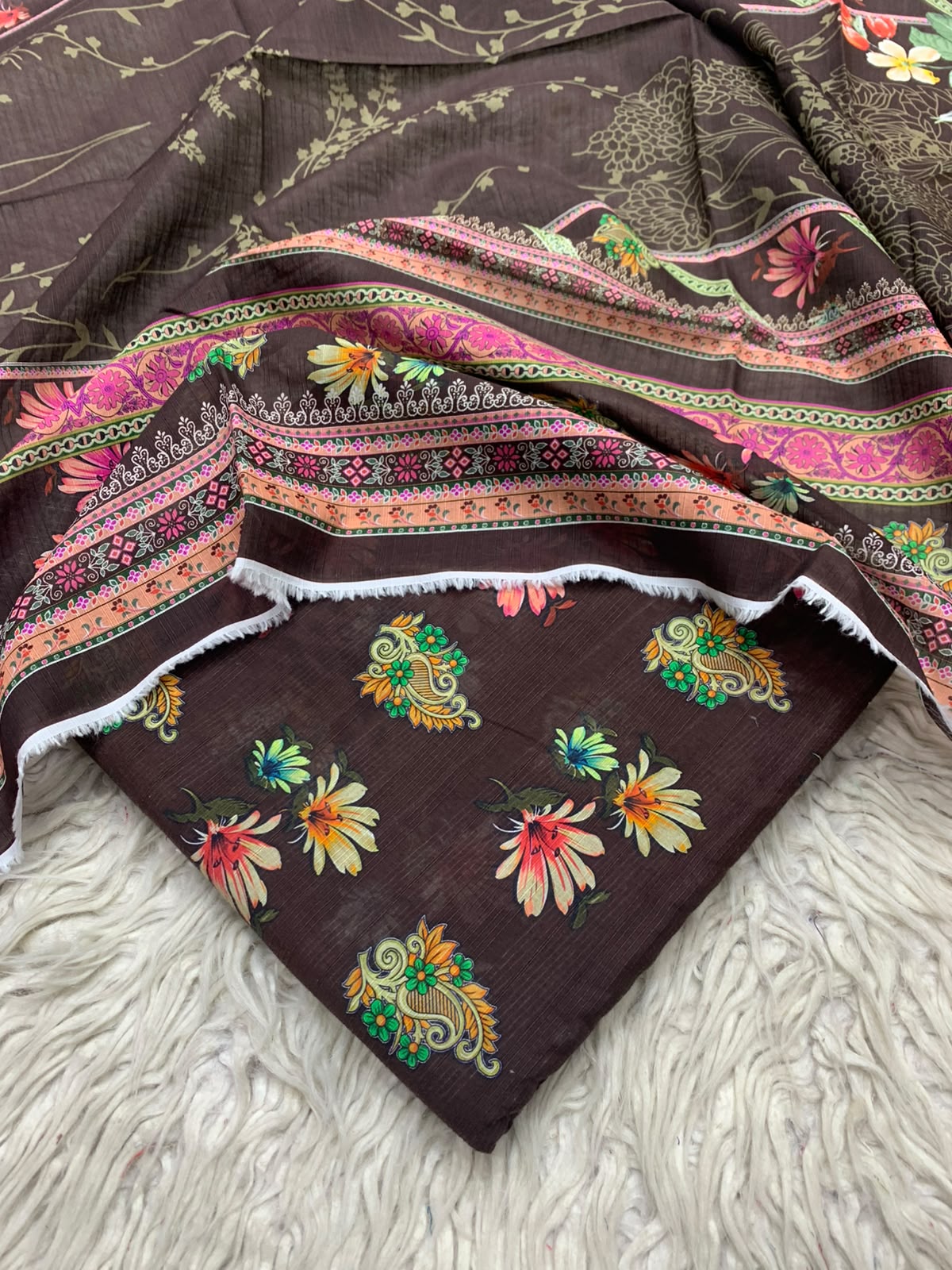 3Pc Lawn Bana Dora Unstitched Suit 0015