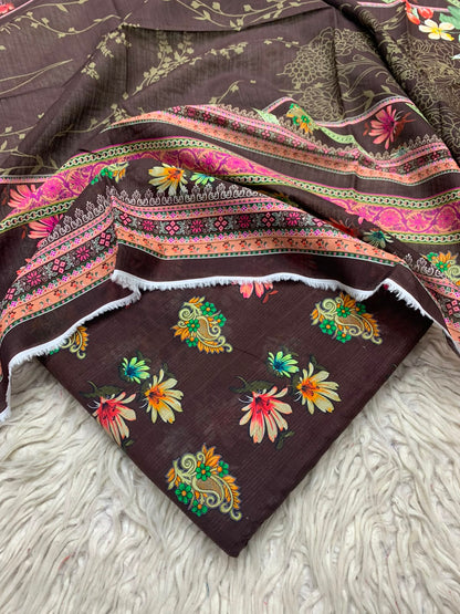 3Pc Lawn Bana Dora Unstitched Suit 0015