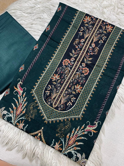 2Pc Bin Noor Fab Slub Doria Lawn Kameez & Dyed Trouser Suit Vol-47