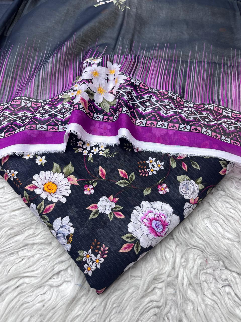 3Pc Sapphire Bana Dora Lawn Suit Vol-0125