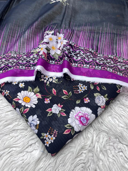 3Pc Sapphire Bana Dora Lawn Suit Vol-0125